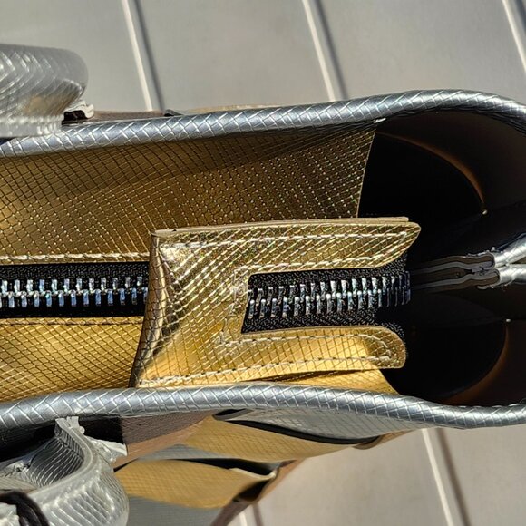 STUNNING GUM GIANNI CHIARINI DESIGN Metallic Woven Handbag Purse BNWT Italy - Picture 2 of 11